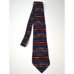 COCKTAIL COLORS Mens 59" Classic Maroon/Blue Abstract Stripe Silk NECKTIE USA